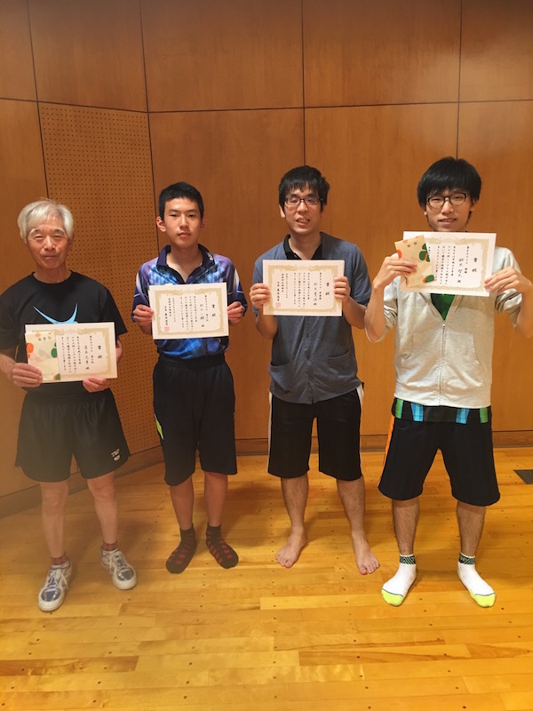 クラス別シングル大会 男子A 入賞者
