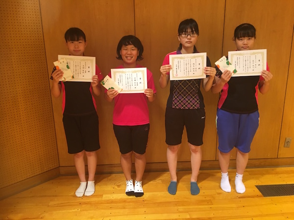 クラス別シングル大会 女子B 入賞者